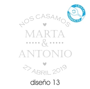 Ejemplo de diseño de grabado con motivo de boda